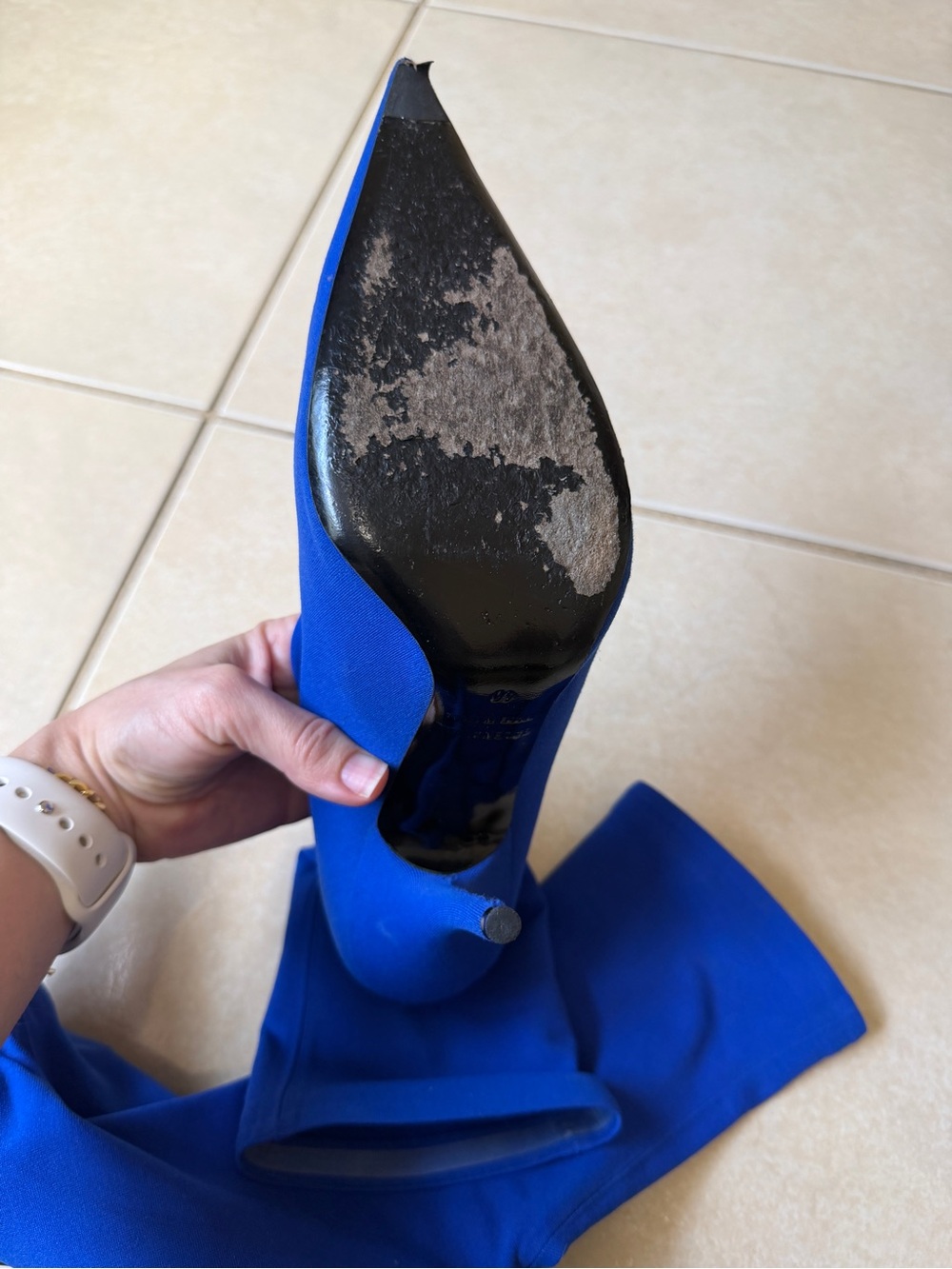 Balenciaga Women’s 10(40) Blue Knife Bootie Spandex Pointed Toe - Picture 13 of 16